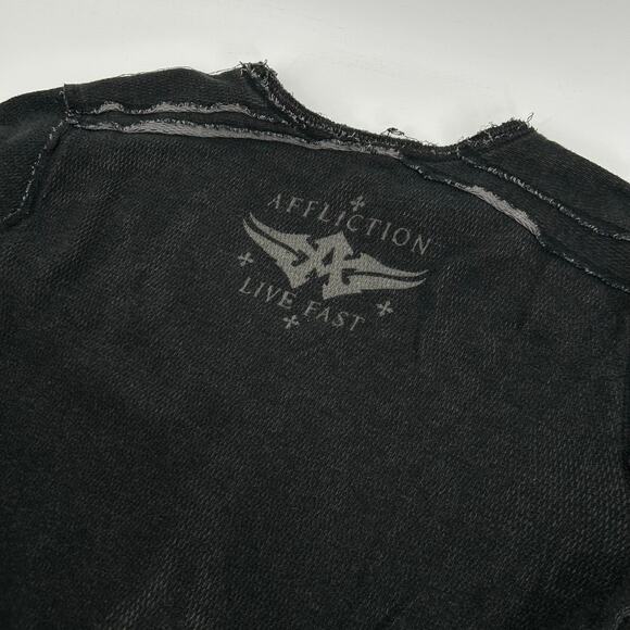 VTG y2k Men's Reversible Affliction Thermal Waffle Knit Long Sleeve Shirt Sz L - Picture 9 of 10